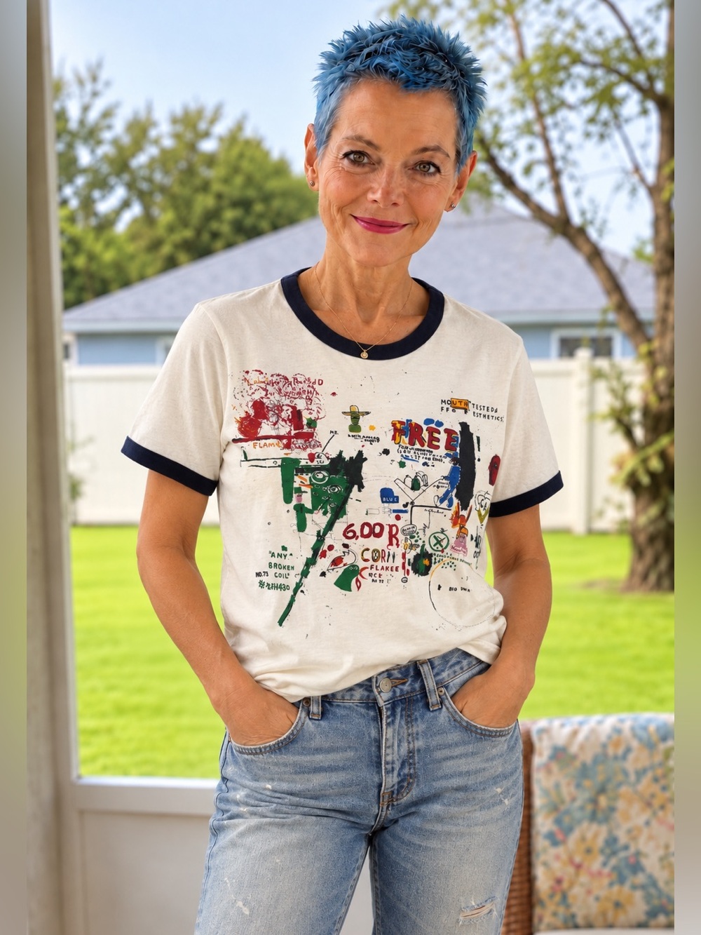 Uniqlo UT Archive Jean-Michel Basquiat Graphic Ringer Tee Size S